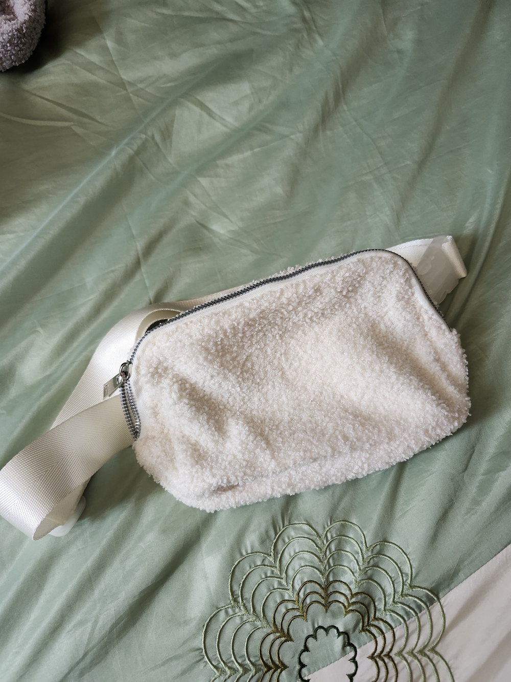 Cream Sherpa Waist Bag - Women's Crossbody Belt Bag